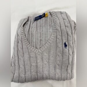 Polo by Ralph Lauren Light Gray V-Neck Sweater